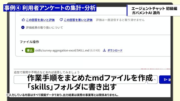 作業手順をスキルとして保存したファイル。処理手順や実行内容が記録されている。