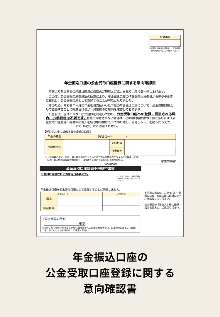 Sample image of letter of intent regarding public money receiving account registration of pension transfer account