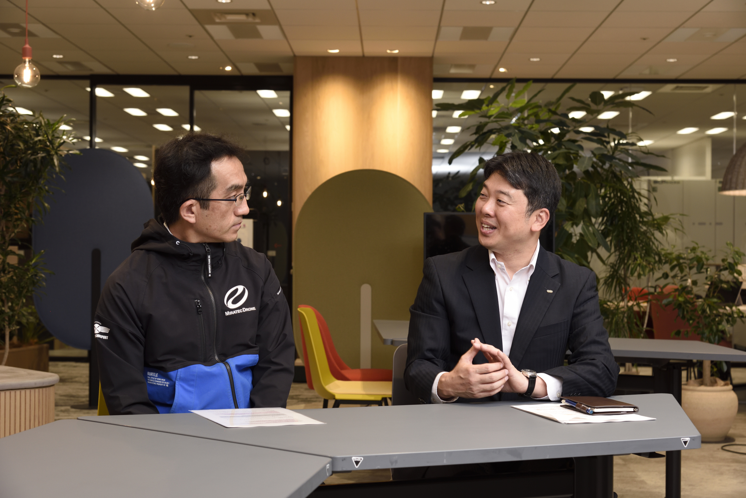 Interview with Mr. Motegi and Mr. Tsuchiya (from left)