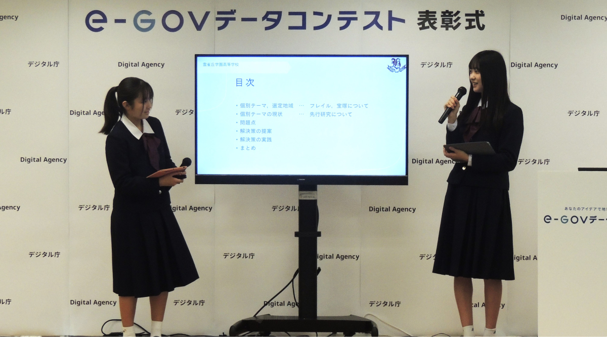 A photograph of a student giving a presentation